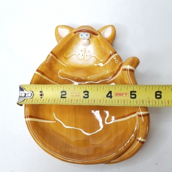 Cute Orange Ceramic Tabby Kitty Cat Kid's Plate or Dish - Picture 6 of 8